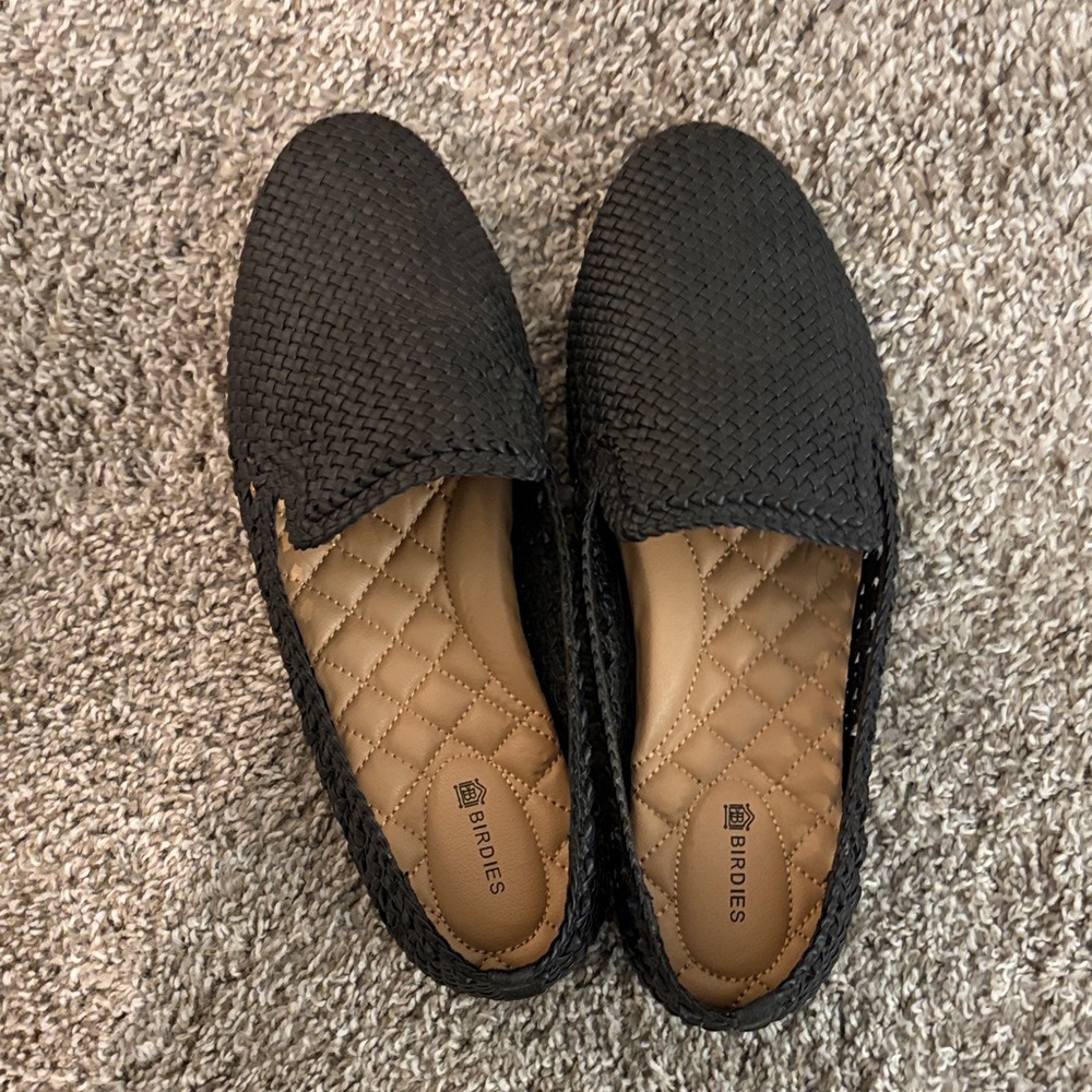 Birdies Black Quilted Insole Loafers